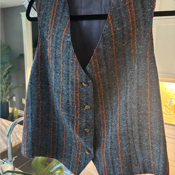 Vintage fall dressing bankers two piece suit set tweeded wool 1970s - Picture 10 of 15